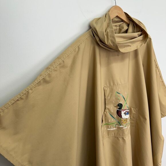 Orvis Vintage 1960s Unisex Hand Painted Mallard Duck Tan Fly Fishing Poncho Snap - Picture 9 of 11